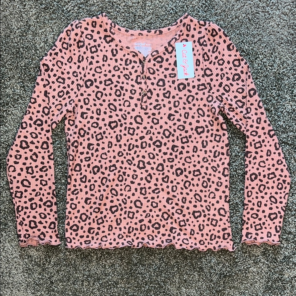Cat & Jack Cheetah Print Thermal Long Sleeve Top - XL (14)